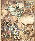 Arthur Rackham Paintings - King of the Golden River So there they lay, all three by Arthur Rackham